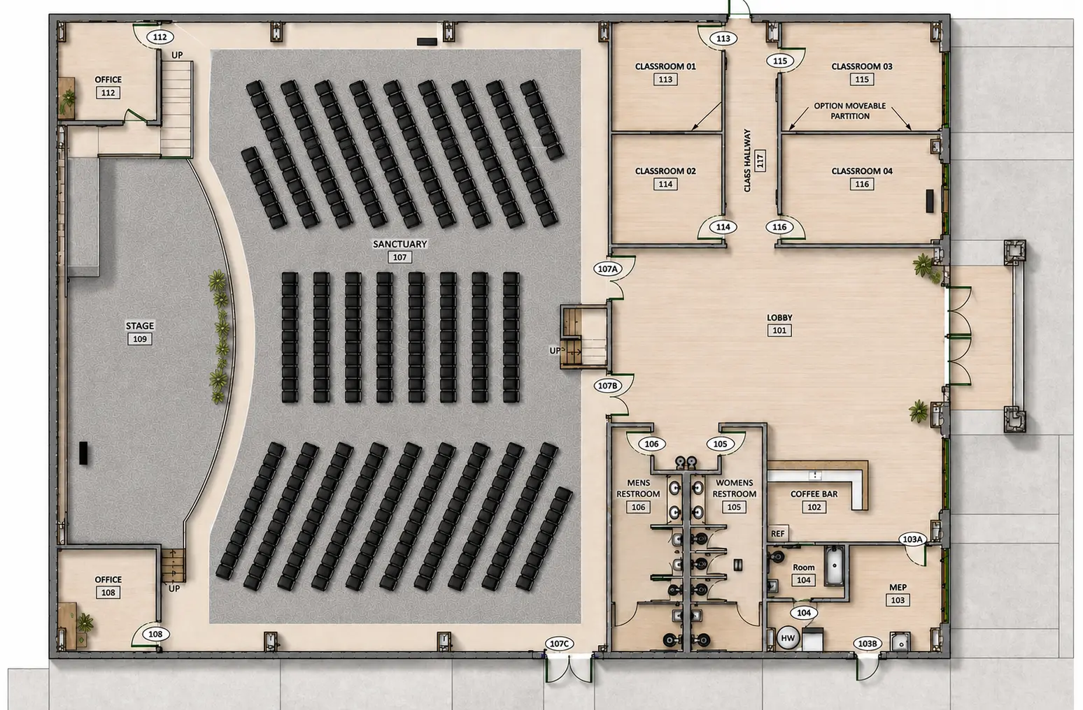 Floor plan for the new church building
